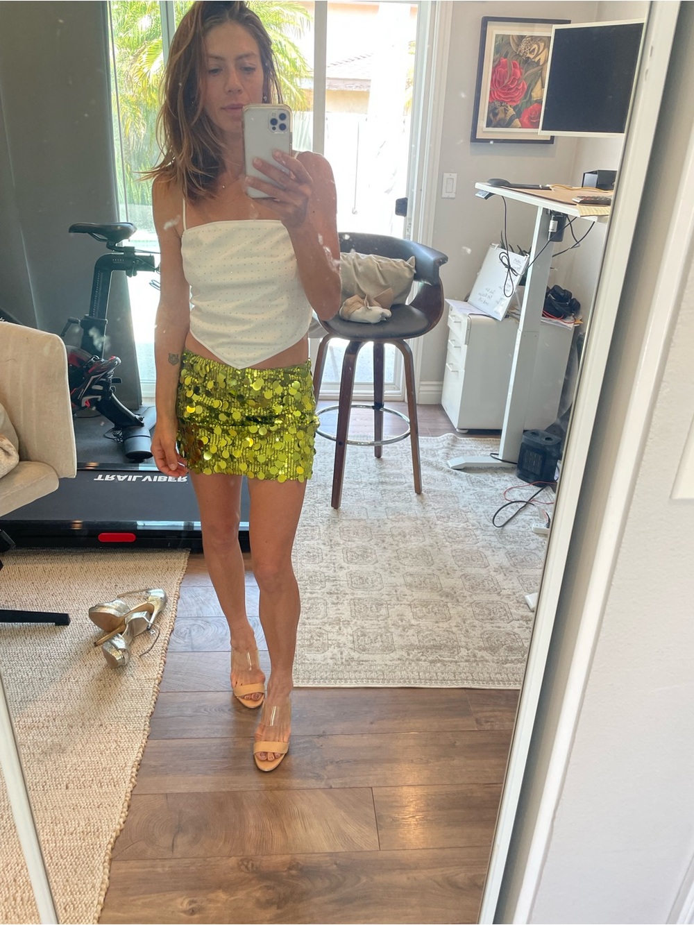 Edikted Yellow Sequin Mini Skirt - Picture 9 of 9